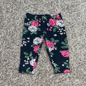 Floral Kids Leggings - Black and Pink size 6M